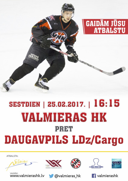 Sestdien Valmieras hokejistiem spēle pret līgas līdervienību