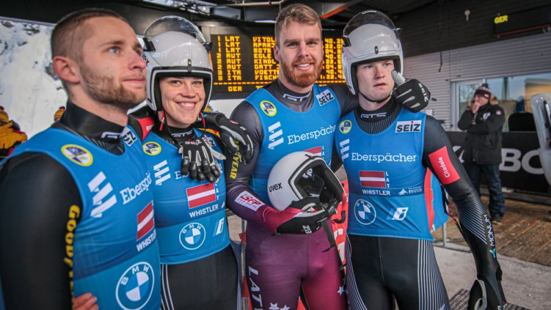 Latvijas stafetes komanda Vistleras trasē izcīna sudrabu