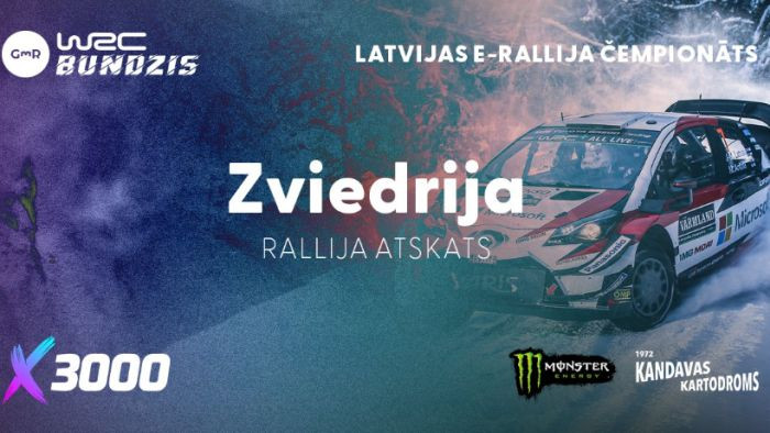 "X3000 GMR Bundzis" virtuālajā Zviedrijas rallijā uzvar Roberts Binovskis